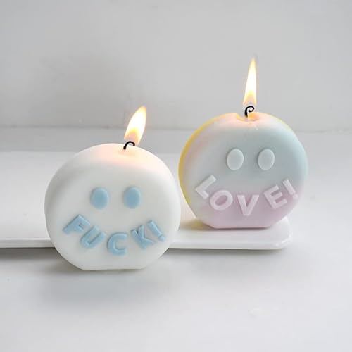 Cestony Round Smiley Face Fk Font Silicone Molds For Making Candle Resin Pillar Aromatherapy Soap Car Freshie Gypsum #TOP3