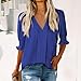 Womens Dressy Casual V Neck Blouses Summer Puff Ruffle Short Sleeve Fashion Trendy Tunic Shirt Tops Blue