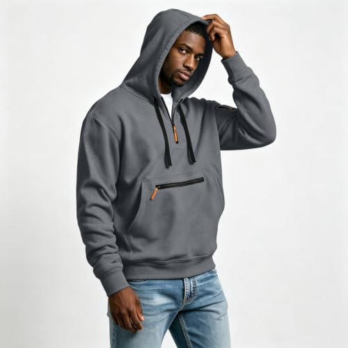 Workout Hoodies for Men Quarter Zip Pullover Tactical Hooded Sweatshirt - image 7