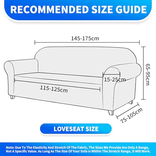 CYCMACO High Stretch Sofa Überzug 2 Sitzer, Sofabezug rutschfest, Couch Bezug Elastischer, Jacquard Sofahusse Mit Armlehnen, Universal Sofa Covers, Couchüberzug Waschbare, Dunkelgrau
