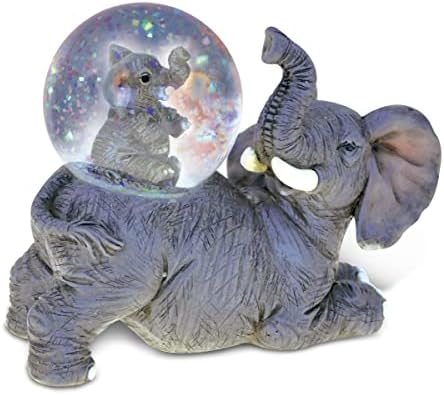 COTA Global Elephant Snow Globe - Wildlife Animal Water Globe Figurine with Sparkling Glitter, Zoo Collectible Novelty Ornament for Home Decor, for Birthdays, Christmas, Valentine - 45mm