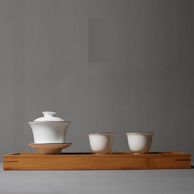 GSOUL Kungfu Tea cup Chinese Tea Cup White Ceramic Covered Bowl Home Kung Fu Set Retro Small Tea Cups