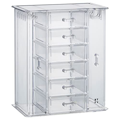 Beautify Clear Acrylic Jewelry Organizer Chest/Makeup Storage Box With 6 Drawers & Hanging Necklace Holder - Clear #TOP5