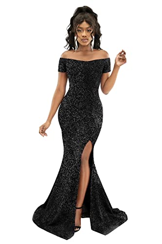 Jtnfairy Womens Off Shoulder Long Maxi Quinceanera Formal Party Dress Casual Side Split Frozen Teen Girls Dresses Silver #TOP3