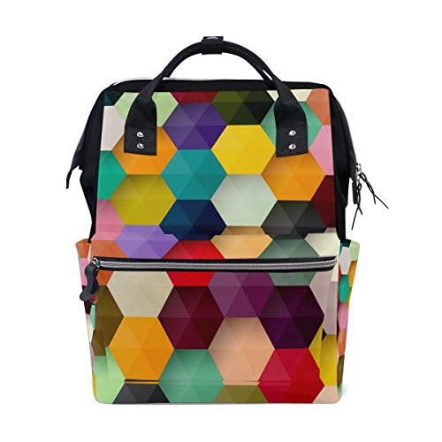 zaino da viaggio in tela a nido dape astratto e colorato