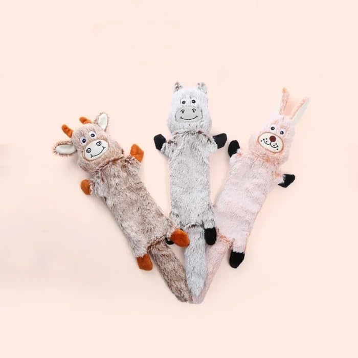 LOOBANI Tough Squeaky Dog Toy for Aggressive Chewers – No-Stuffing Plush Chew Toy with Animal Shape, Bite-Resistant & Interactive for Teeth Cleaning – Puppy Teething, Training & Play