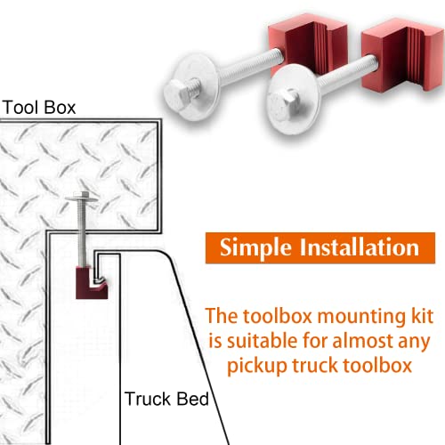 J Hook Crossover Tool Box Mounting Clamps For Pickup Truck Tool Box Mount Tie Downs (4 Pcs, Red) #TOP2