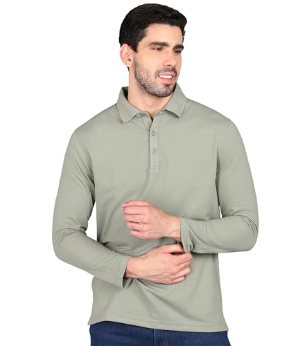Image of Alan Jones Clothing Men's Cotton Regular Fit Solid Full Sleeves Polo T-Shirt