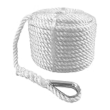 Asudaro Cuerda de anclaje de barco de nailon de alta calidad – 75 pies – 100 pies – Líneas de muelle de nailon de doble trenza, para supervivencia/paseos en bodega/deporte/camping