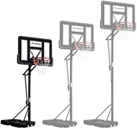 HEROPRO Basketball Hoop Outdoor 4.8-10ft Adjustable, Basketball Goal System for Kids and Adults Indoor, 44In Backboard and 18In Rim (Black)