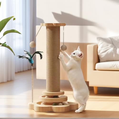 Rascador para gatos con juguete y bola de sisal, 45.99 cm alto miniatura 2