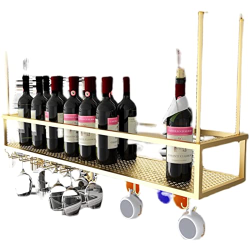 Support pour verres à pied suspendu et casier à vin noir gain de place