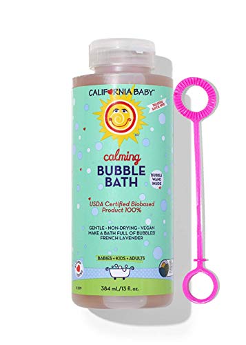 California Baby Calming Bubble Bath - Calming Scent of Lavender & Clary Sage Essential Oils, Perfect Before Bedtime, 100% Plant-Based - USDA Certified, Calming, 13oz