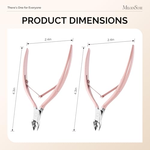 Image of Melodysusie 2Pcs Cuticle Trimmer Set, Stainless Steel Cuticle Nipper Cuticle Remover with Double Spring and Ergonomic Handle, Pedicure Manicure Tools for Home Salon