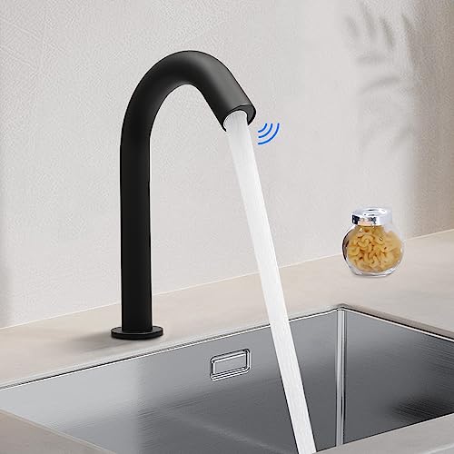 Robinet infrarouge, mitigeur de lavabo avec capteur automatique, robinet automatique de salle de bain sans contact, noir