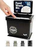 Tydi 4.5L Food Waste Bin with Press-Button Lid – Compost Bins for Kitchen - Anti-Slip Base and Secure Lid Kitchen Compost – Small Indoor Caddy for Cupboard or Countertop – Black