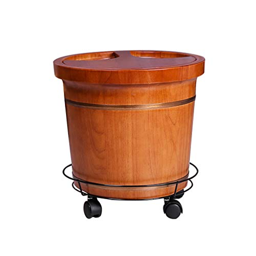 Katzowen bañera de pies de madera con tapa 35 cm