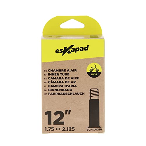 esKapad Inner Tube 12 Inches x 1.75 to 2.125 cm Schrader Valve Children's Unisex Youth Black, 12 pouces x 1,75 à 2.125 - Image 2