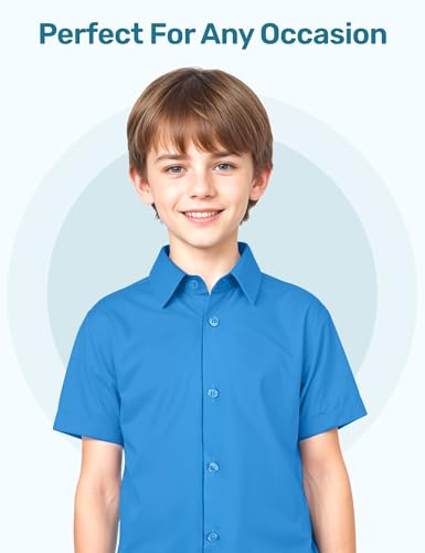 Boy's Short Sleeve Button Down Dress Shirt - NO Pocket - Wrinkle Free2