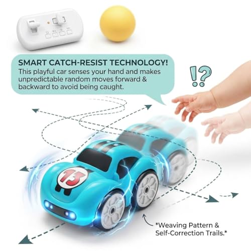 Image of Mini RC Intelligent Sensor Stunt Car Toy for Kids 3-8 | 4 Smart Modes: Follow Object, Chase, and Follow Track | Rechargeable Cartoon Car with Music & Bright LED Lights | Best Birthday Gift for Kids