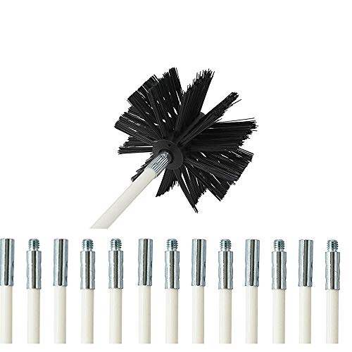 Kit de limpieza de conducto de secadora/ventilación, removedor de pelusas, cabezal de cepillo sintético, uso con o sin un taladro eléctrico (26 pies)
