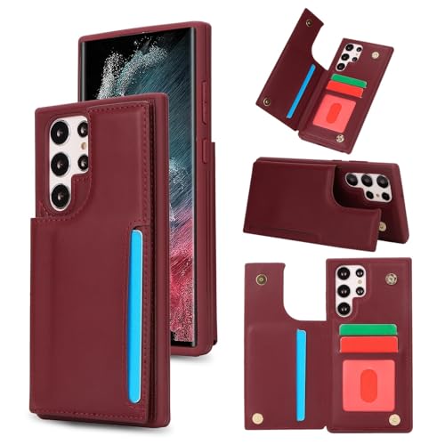 Étui portefeuille Samsung S22 Ultra iCoverCase en cuir avec porte-cartes noir