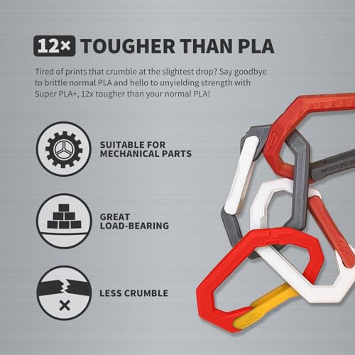 Image of OVERTURE Super PLA+ Filament 1.75mm, Toughness Enhanced PLA Plus, Professional Toughness 3D Printer Filament 1kg (2.2lbs), High Precision + /- 0.02mm (Red)