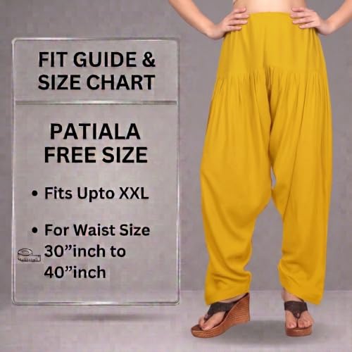 Image of FASHION GALLERY Women's Rayon Relaxed Fit Patiala Salwar with Full Length Drawstring Closure Type and Flexible Waist | Patiala Pant for Woman Free Size Fit Upto XXL