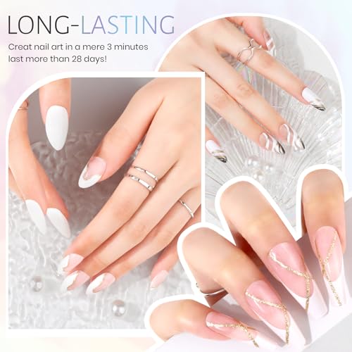 Set de esmaltes gel sólido 6g 2 colores blanco y glitter miniatura 3