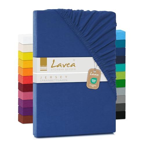 Lavea Sábana Bajera de Punto de Jersey Maya – 90x200-100x200cm, 100% algodón – Sujeta sábanas bajeras, Funda colchón Ajustable certificada Oeko-Tex – Blanco