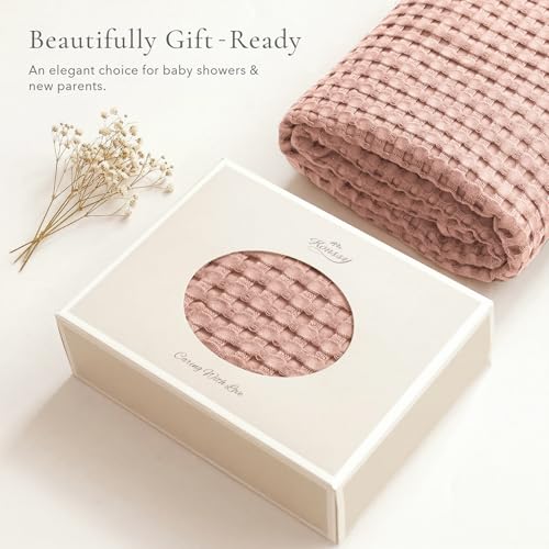 Image of Konssy Waffle Baby Blanket for Boys & Girls, Soft Newborn Swaddle Blanket | Waffle Knit, Cozy Crib Blanket Neutral for Nursery, Stroller & Toddler Bed, Machine Washable, 41 inch x 37 inch(Blush Pink)