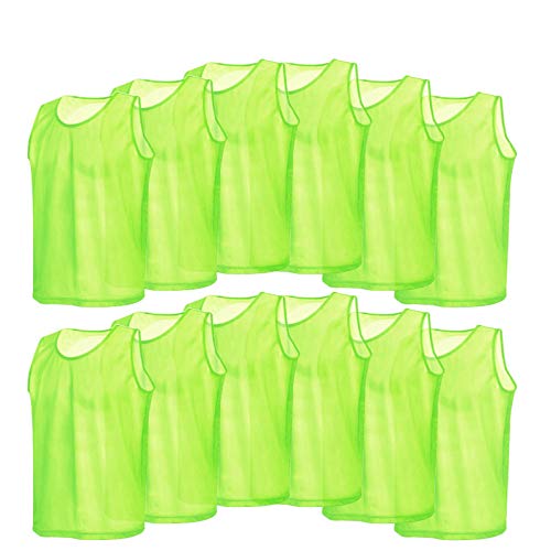 RiToEasysports Football Jerseys, 12 Pcs Mesh Scrimmage Training Vests Breathable for Basketball Volleyball Soccer Pennies Bibs Green