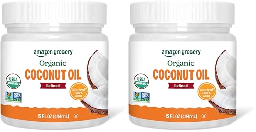 Amazon Grocery, Organic Refined Coconut Oil, 15 Fl Oz (Pack of 2)