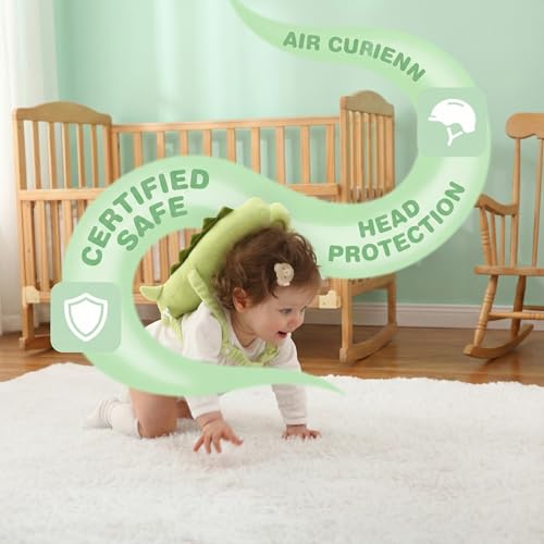 Image of Baby Head Protector Backpack - Soft & Lightweight Head Protection Pillow for Bebe Walking and Crawling(Dinosaur)