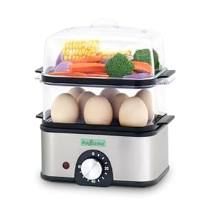 Steamer elettrico a 2 ripiani, per cucinare, vaporizzatore multi-verdura con cesti impilabili senza BPA, fornello rapido con spegnimento automatico, ideale per verdure, frutti di mare