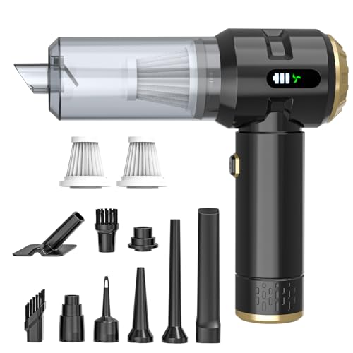 Image of Sycoodeal Handheld Car Vacuum Cleaner, 25000PA Strong Cyclonic Suction Portable Mini Vacuum Cordless with Digital Display Lightweight Handheld for Pet Hair, Car, Home, Office, Kitchen (Gold)