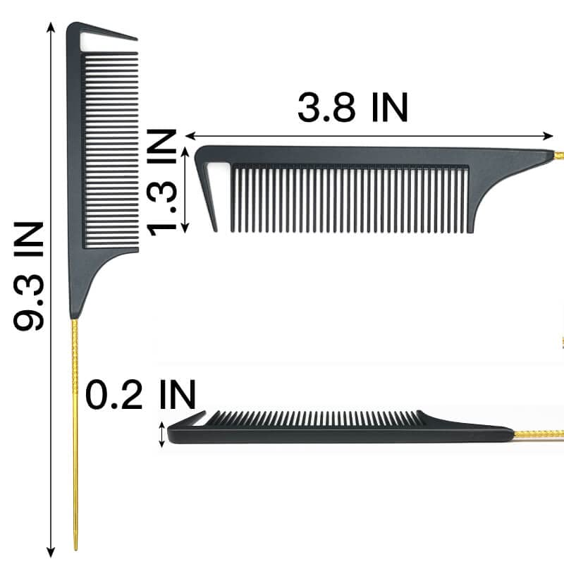 Peine Rat Tail de 9.3 pulgadas para peinar con punta de metal miniatura 2