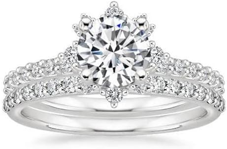 MOTIEL 1-1/2 ct. tw. moissanite ring set 925 Sterling Silver moissanite wedding sets Engagement Promise Band engagement rings for women