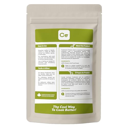 Coolinario Tartaric Acid Powder (2 OZ) Food Grade Natural Acidulant