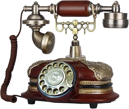 Image of Scizor Home Office Decor Landlines Fashion Creative Antique European Pastoral Retro Wired Phone, Nostalgic Style, Rotary Dial, with Resin Body, Used for Office Home Living Room Telephone Line (SC-04)