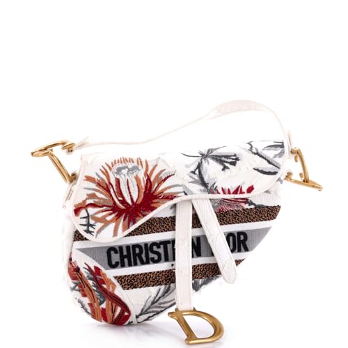 Christian Dior, Pre-Loved Saddle Bag Logo Embroidered Canvas Medium, Print2