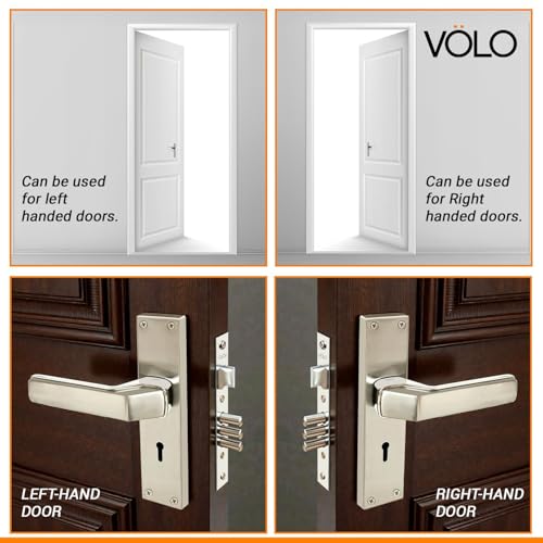 Image of VOLO 10 Year Lock Warranty Mortise Set | 8 Inch Lock Body | Main Door Handle Set with Keys | Wooden Door Lockset | Hotel Office Home Door Lock | 3 Keys (KY | SM-6007, Silver)