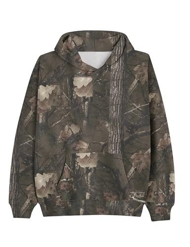 Image of Dsewpaur Camo Fleece Hoodie For Men Women Long Sleeve Drop Shoulder Oversized Hooded Sweatshirt Pullover With Pocket