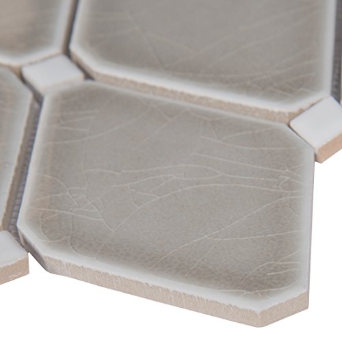Msi Diamond Dove Gray Glazed Ceramic Tile For Kitchen Backsplash, Wall Tile For Bathroom, Accent Wall Tile, And Shower Wall Tile 12.28 In. X 12.8 In. Mesh-Mounted Mosaic Tile, (10.9 Sq. Ft.) #TOP3