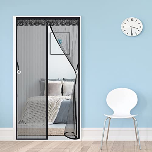 AMZERO Zanzariera Magnetica per Finestre, 70x235cm(28x93inch) Zanzariere a Rullo Rete di Ottima qualità Chiudi Automaticamente per Porte di Soggiorno Camera da Letto Casa, Nero