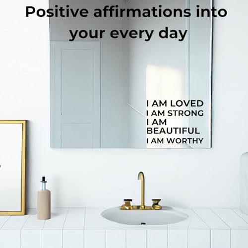 Image of 4pcs Self-Affirmation Mirror Decal Set, I AM Loved, Strong, Beautiful, Worthy, Positive Meditation Vinyl Stickers, Motivational Wall & Mirror Stickers, Inspiring Bathroom Decor