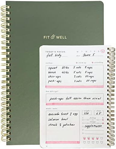 Kunitsa Co. Fitness Journal for Women. Track Workouts, Meals, and Weight Loss. Undated, Fits 120 Workouts (Sage, 6 x 8.5 in)