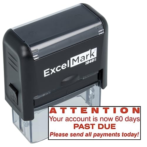 ExcelMark Attention 60 Days Past Due - Self Inking Bill Collection Stamp in Red Ink