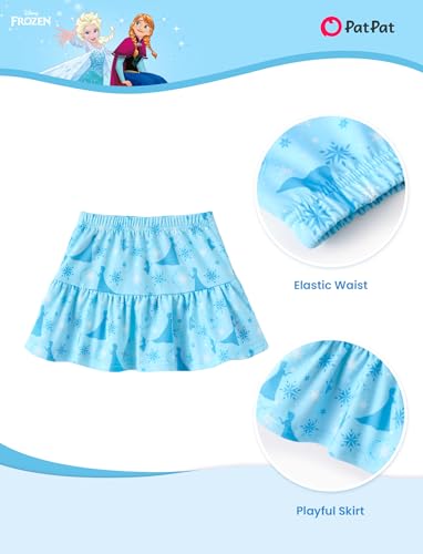 Image of Disney Frozen Elsa Minnie Mouse Stitch Princess Girls' Skirt Sets Ruffle Short Sleeve Clothes 2pcs Outfits Summer Dress 2-9Y