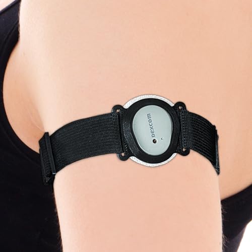 DiaBrothers® Bande de fixation pour Dexcom G7 capteur | Étanche et flexible | Maintien sûr et protection | Bracelet réglable - Support: noir - Bracelet: noir - Taille: M (25-35 cm) – vue 2